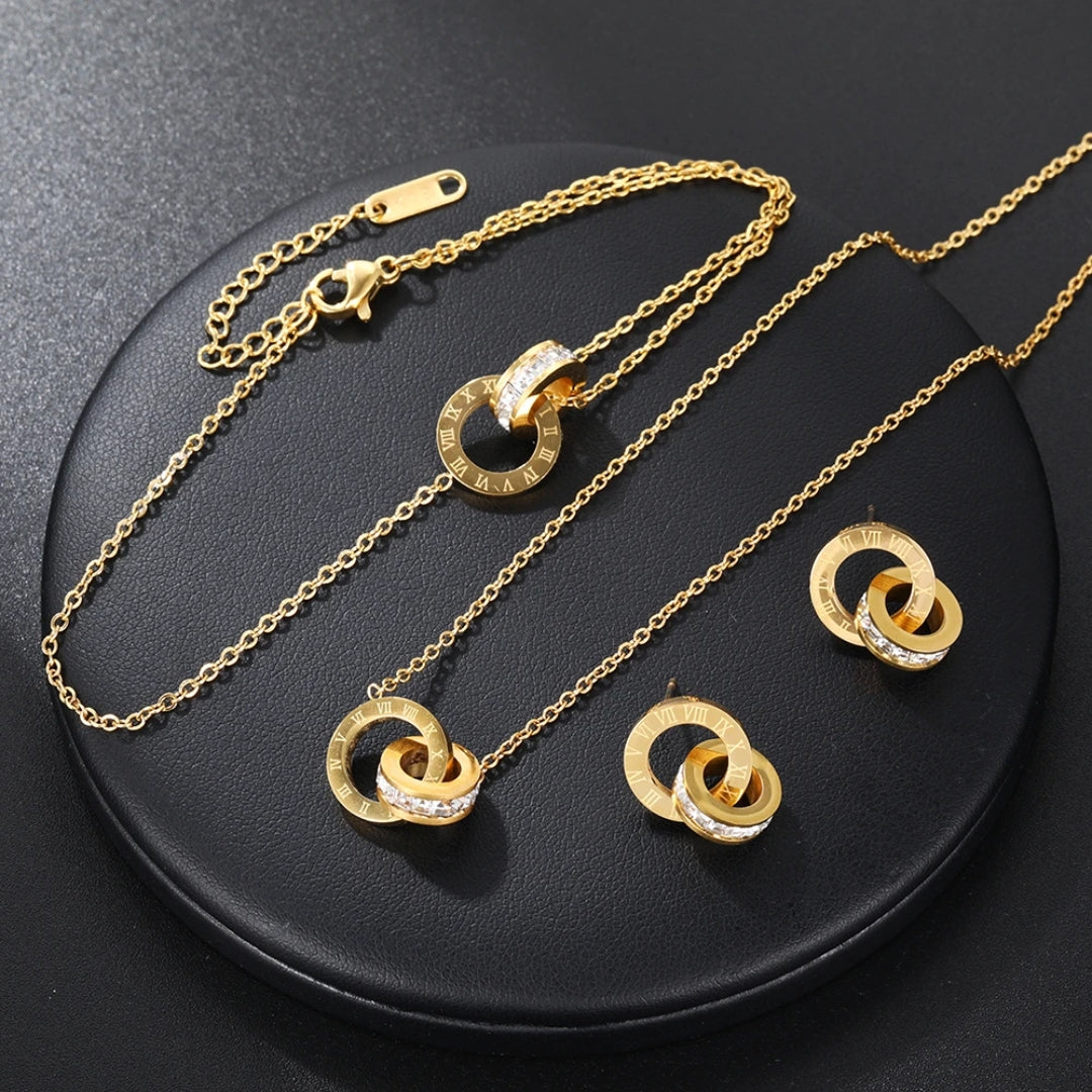 Set Necklace + Roman Hoop in Gold