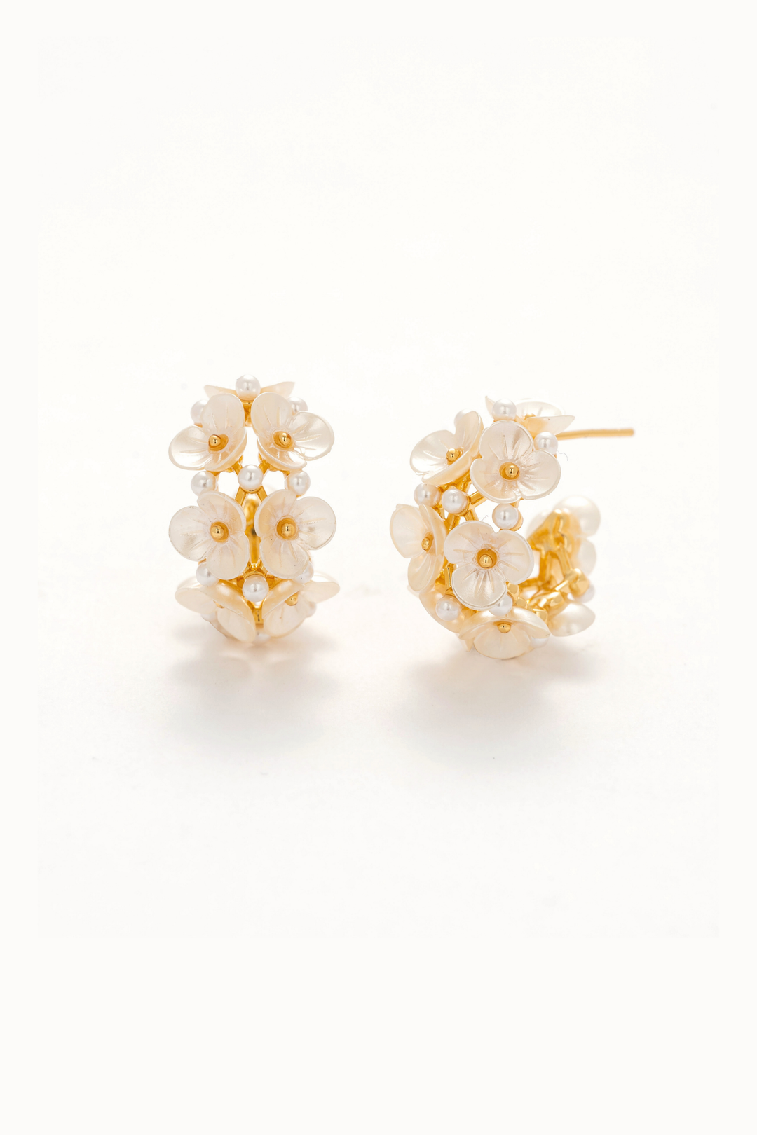 Celine Floral Pearl Hoop Earrings