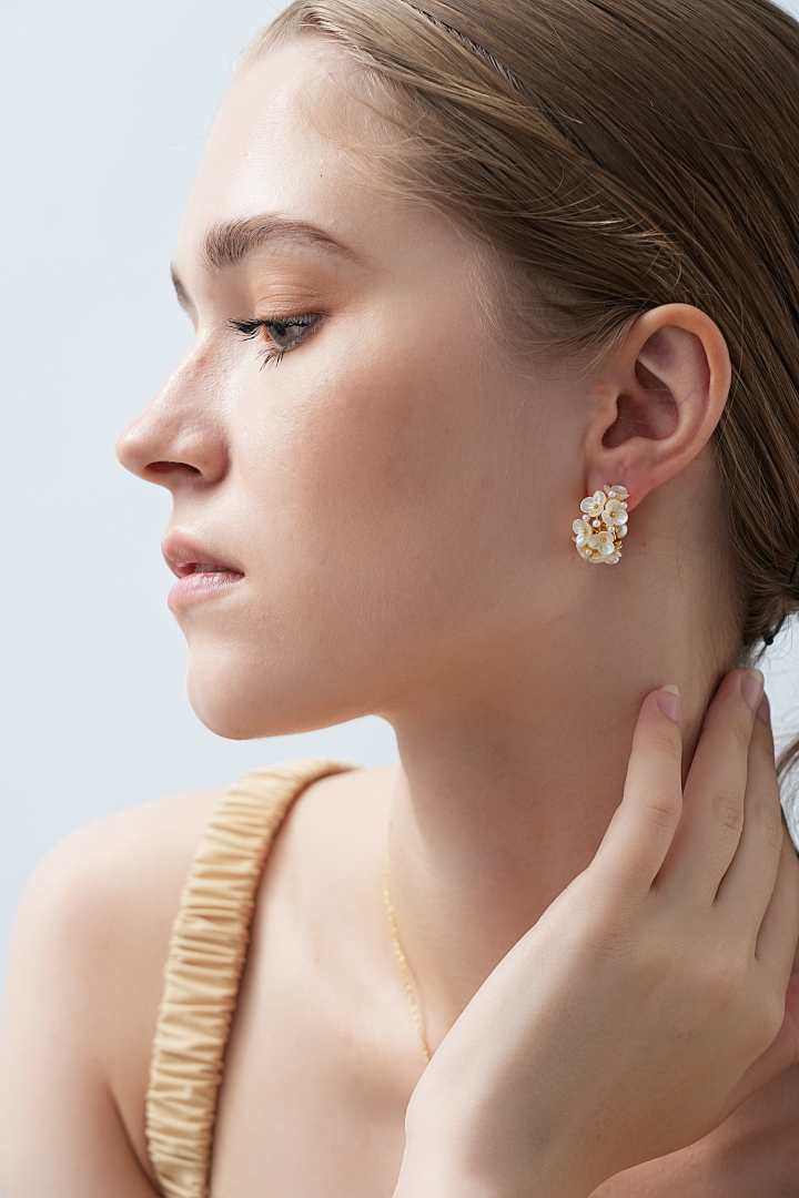 Celine Floral Pearl Hoop Earrings